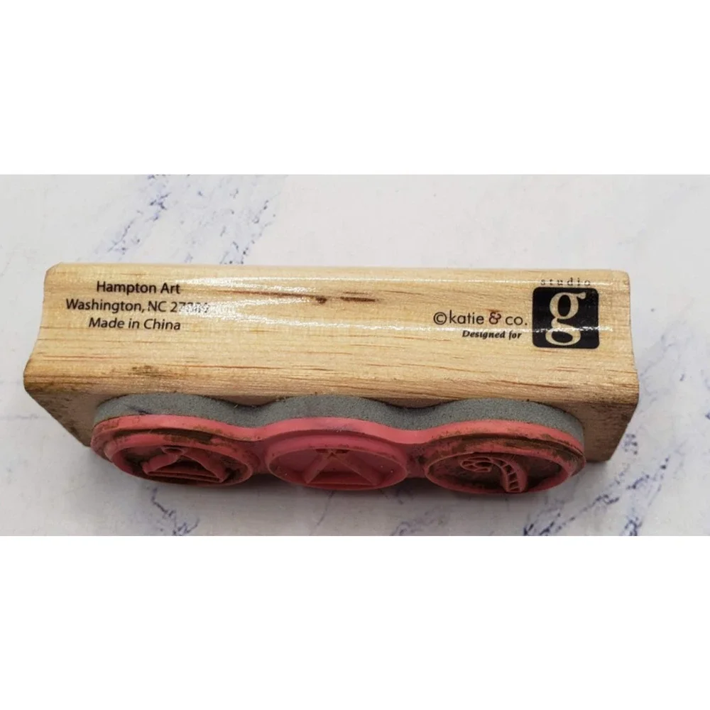 Studio G Katie & Co Christmas Hat Tree Candy Cane Wood Mounted Rubber stamp
